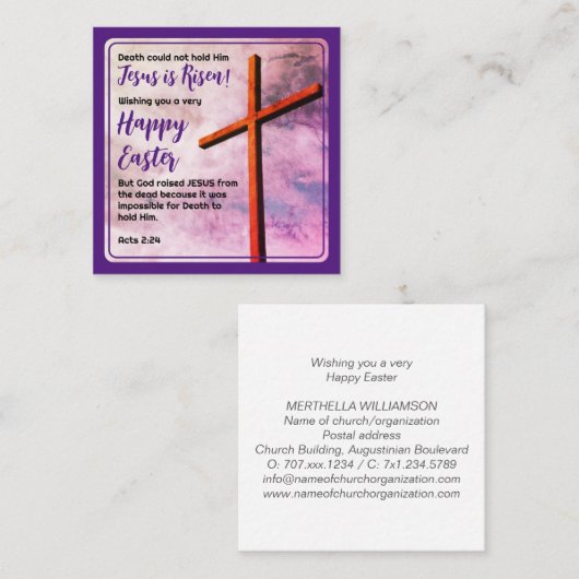 JESUS IS RISEN Christelijk EASTER Vierkante Visitekaartje (Voorkant / Achterkant)