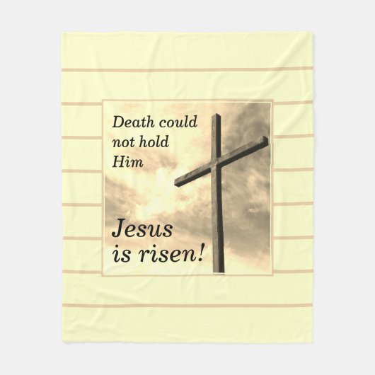 JESUS IS RISEN Cream Easter Fleece Deken (Voorkant)