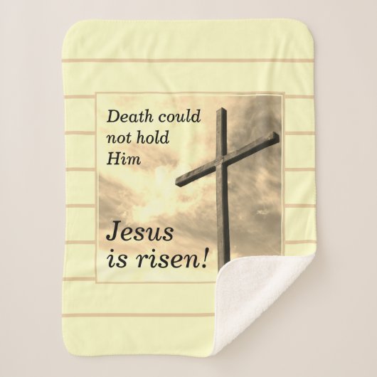 JESUS IS RISEN Cream Easter Sherpa Deken (Voorkant)