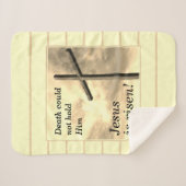 JESUS IS RISEN Cream Easter Sherpa Deken (Voorkant (horizontaal))