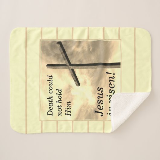 JESUS IS RISEN Cream Easter Sherpa Deken (Voorkant (horizontaal))