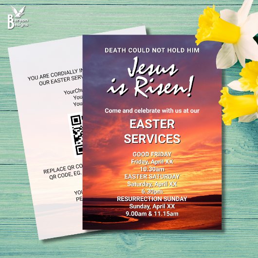 JESUS IS RISEN Custom CHURCH SERVICES Easter Kaart