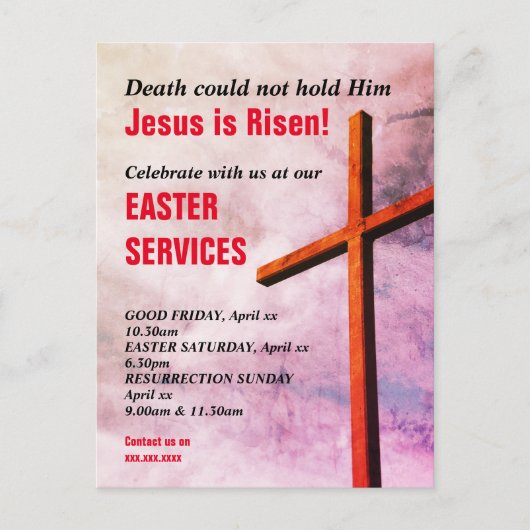 Jesus is Risen EASTER CHURCH SERVICES Uitnodiging (Voorkant)