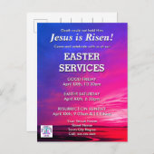 JESUS IS RISEN Easter Church Services Uitnodiging (Voorkant / Achterkant)