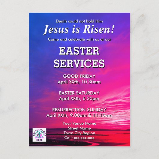 JESUS IS RISEN Easter Church Services Uitnodiging (Voorkant)