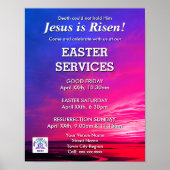 JESUS IS RISEN Easter Church Services Uitnodiging Poster (Voorkant)