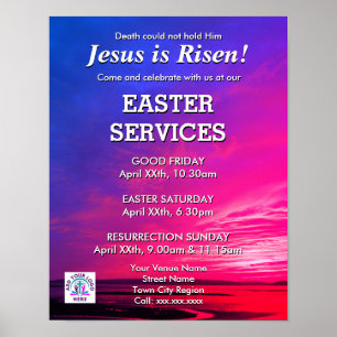 JESUS IS RISEN Easter Church Services Uitnodiging Poster