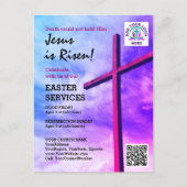 JESUS IS RISEN Logo QR Code Church Services EASTER Uitnodiging Briefkaart (Voorkant)