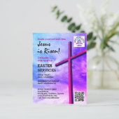 JESUS IS RISEN Logo QR Code Church Services EASTER Uitnodiging Briefkaart (Staand voorkant)