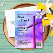 JESUS IS RISEN Logo QR Code Church Services EASTER Uitnodiging Briefkaart