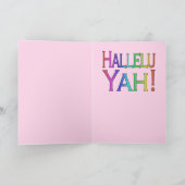 Jesus Is Risen! (regenboog op roze) Pasen kaart (Binnen)