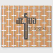Jesus is Risen _retro oranje kruispatroon Cadeaupapier (Vlak)