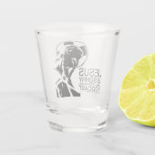 Jesus Is Sorry Podcast Shot Glass Glas (Achterkant)