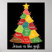 Jesus Is The Gift Christmas Tree Patchwork Scriptu Poster (Voorkant)