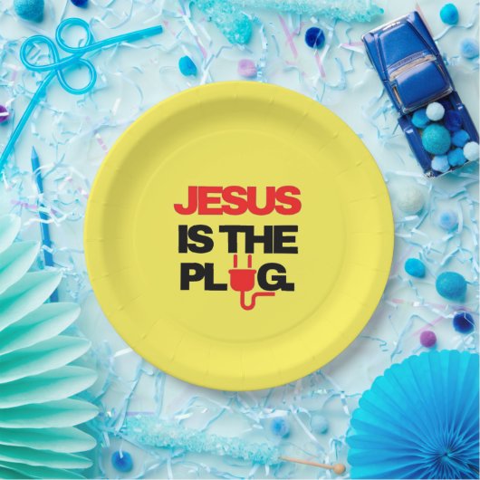 Jesus is the Plug Plate Papieren Bordje (Feest)