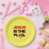 Jesus is the Plug Plate Papieren Bordje (Feest)