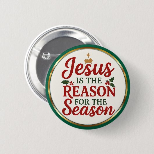 Jesus Is the Reason – Christian Christmas Ronde Button 5,7 Cm (Voorkant /achterkant)