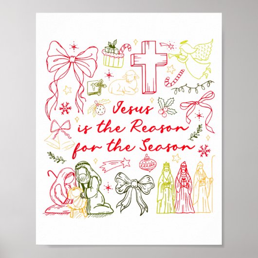 Jesus Is The Reason Christian Cross Coquette Bow C Poster (Voorkant)
