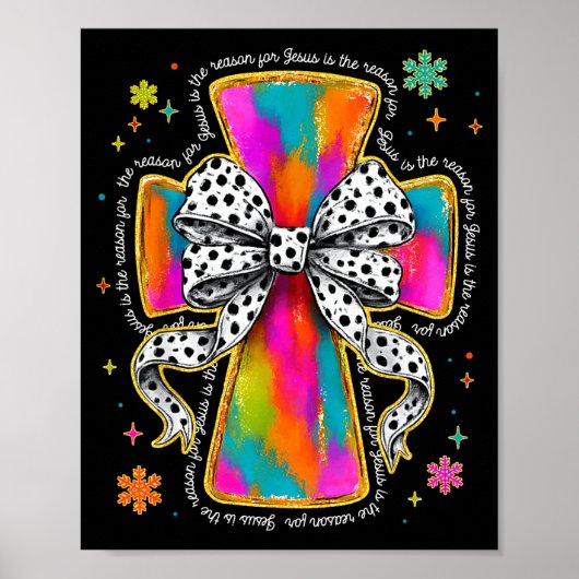 Jesus Is The Reason Christian Cross Coquette Bow C Poster (Voorkant)