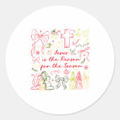 Jesus Is The Reason Christian Cross Coquette Bow C Ronde Sticker (Voorkant)