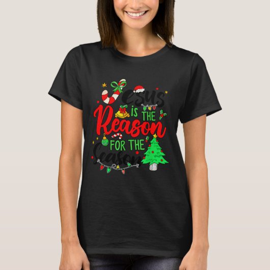 Jesus Is The Reason For Season Christmas Family Pa T-shirt (Voorkant)