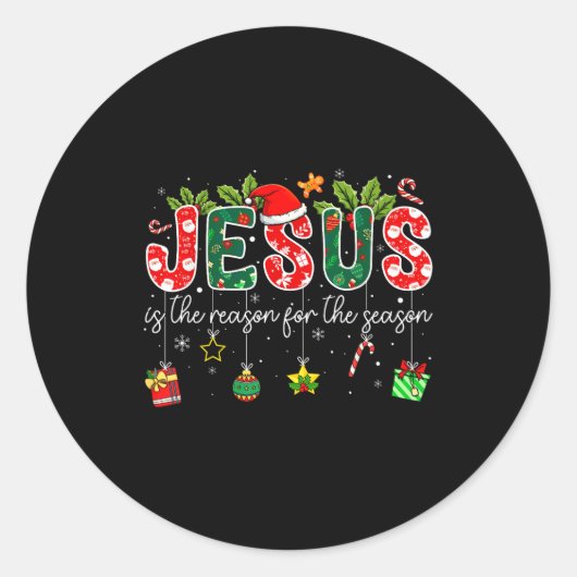 Jesus Is The Reason For The Season Christmas Chris Ronde Sticker (Voorkant)