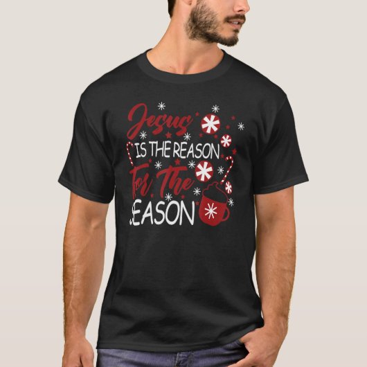 Jesus is the reason for the season Christmas tree T-shirt (Voorkant)