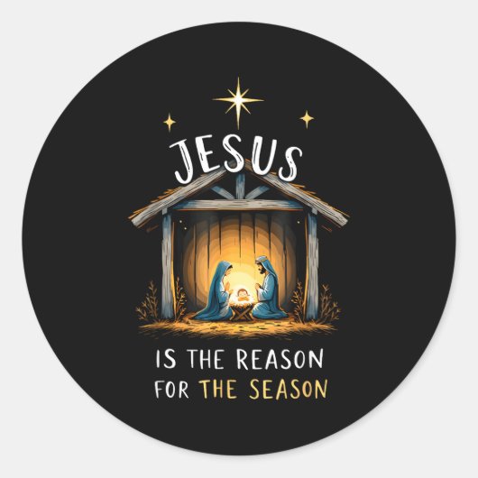 Jesus Is The Reason For The Season Christmas Xmas  Ronde Sticker (Voorkant)