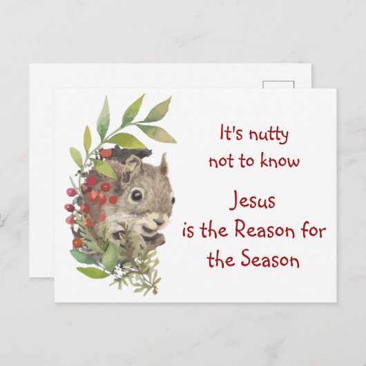 "Jesus is the reason for the season" Fun Squirrel  Briefkaart (Voorkant / Achterkant)