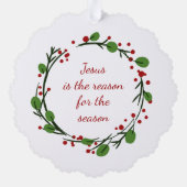 "Jesus is the reason for the season" Holly Design Ornament Kaart (Achterkant)