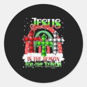 Jesus Is The Reason For The Season Rainbow Christm Ronde Sticker (Voorkant)