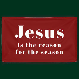 Jesus is the Reason for the Season Red Christmas Spandoek