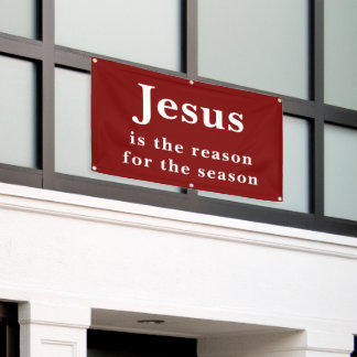 Jesus is the Reason for the Season Red Christmas Spandoek