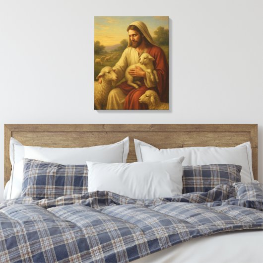 Jesus Is The Shephard #1™ LDS Muurkunstcanvas Canvas Afdruk (Insitu (Slaapkamer))