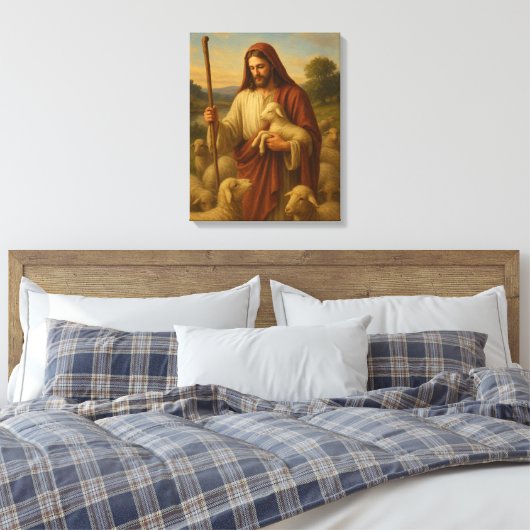 Jesus Is The Shephard #2™ LDS Muurkunstcanvas Canvas Afdruk (Insitu (Slaapkamer))