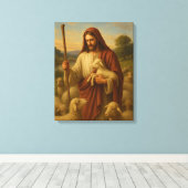 Jesus Is The Shephard #2™ LDS Muurkunstcanvas Canvas Afdruk (Insitu (Houten vloer))