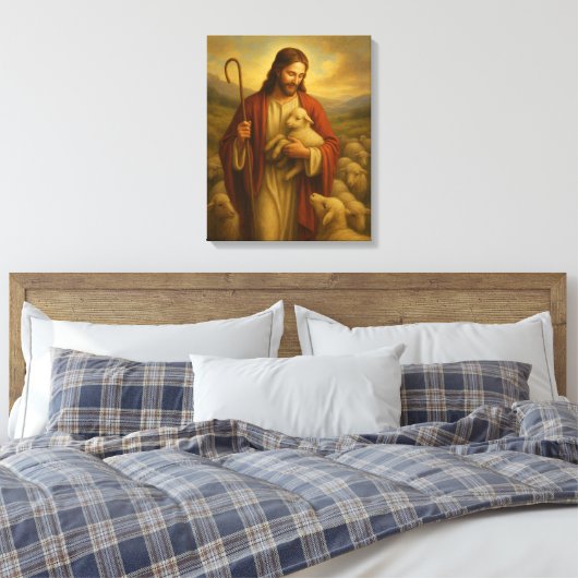 Jesus Is The Shephard #3™ LDS Muurkunstcanvas Canvas Afdruk (Insitu (Slaapkamer))