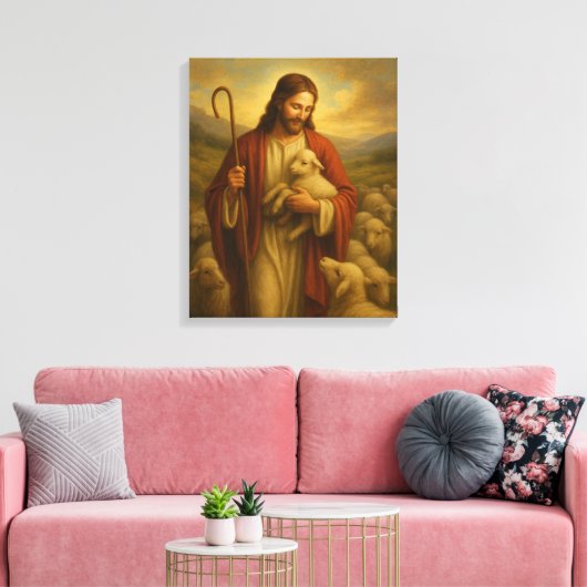 Jesus Is The Shephard #3™ LDS Muurkunstcanvas Canvas Afdruk (Insitu (Woonkamer))