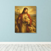 Jesus Is The Shephard #3™ LDS Muurkunstcanvas Canvas Afdruk (Insitu (Houten vloer))