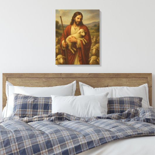 Jesus Is The Shephard #5™ LDS Muurschildersdoek Canvas Afdruk (Insitu (Slaapkamer))