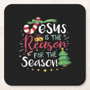 Jesus Is Voor Season Cane Kerstmis - Het Is De Tij Kartonnen Onderzetters