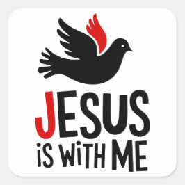 Jesus is with me Gitarrenplektra Vierkante Sticker