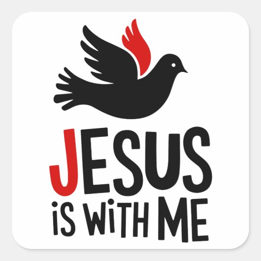 Jesus is with me Gitarrenplektra Vierkante Sticker (Voorkant)