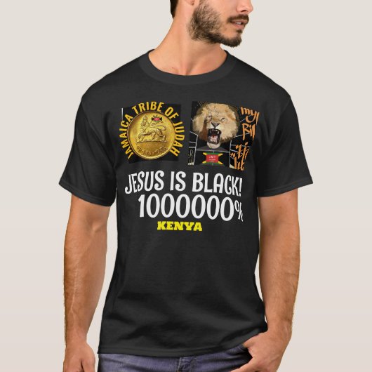 JESUS IS ZWART KENYA Basic Donkere T-Shirt (Voorkant)