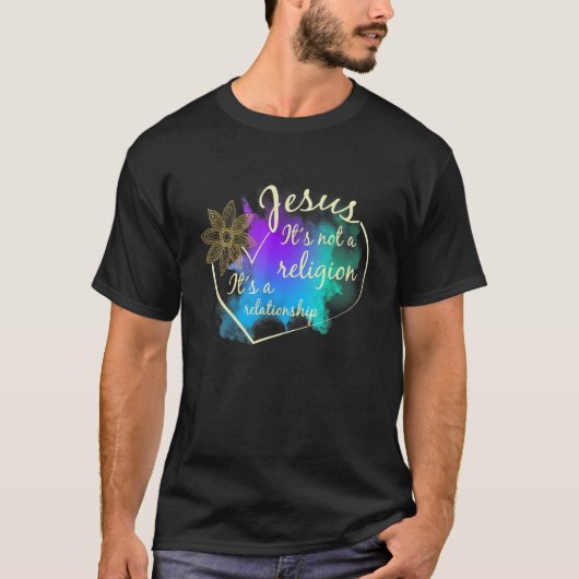 Jesus Itu2019s geen religie Itu2019s een relatie T-shirt (Voorkant)