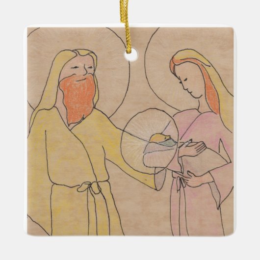 Jesus Joseph and Mary Keramisch Ornament (Voorkant)