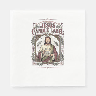 Jesus Kaars Label Jezus Kaars Christelijk Geloof V Servet