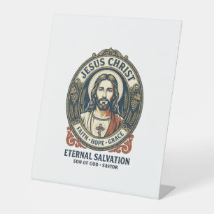 Jesus Kapper Heren Verzorging Grafische T-shirt Ch Reclamebord Met Voetstuk