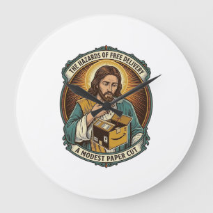 Jesus Kartonnen Doos Papier Snij Vinger Pijn Humor Grote Klok