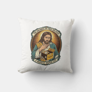 Jesus Kartonnen Doos Papier Snij Vinger Pijn Humor Kussen